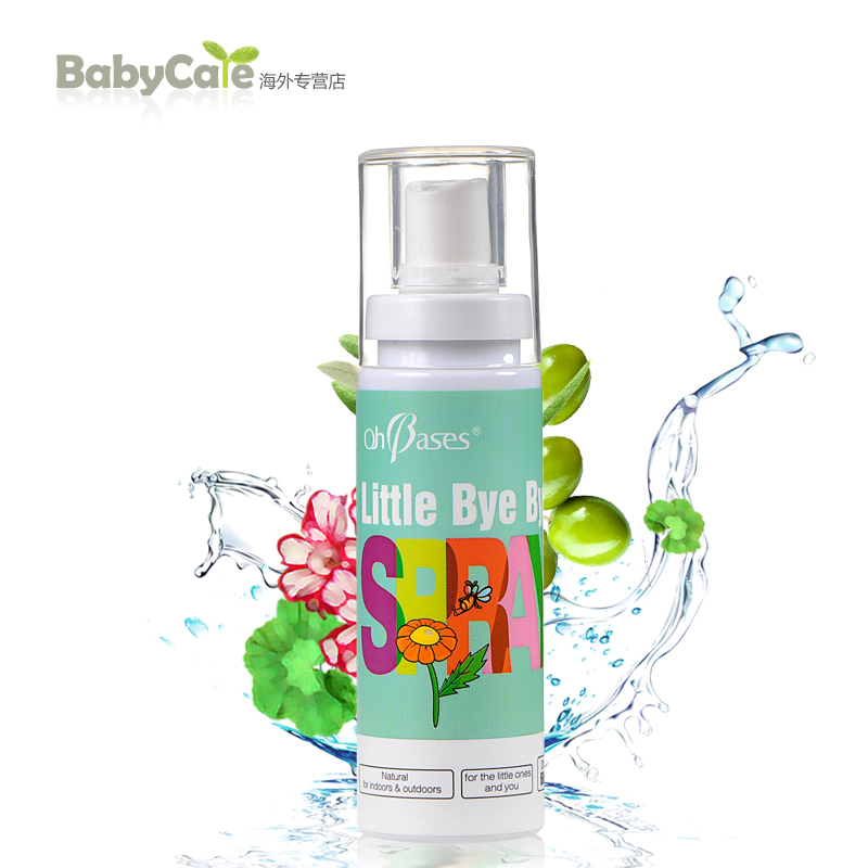 美国Ohbases 有机天然零化学防蚊液驱蚊露有机植物驱蚊喷雾 60ml