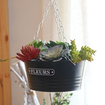 Looking for a simple wrought iron hanging flower device hanging orchid meat flower pot hanging basket living room balcony hanging decorations European style