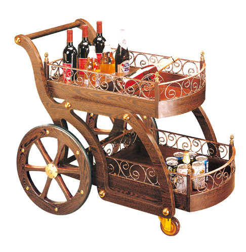 European Solid Wood Dining Cart American Mobile Dining Cart Classical Cart & Catering Cart Hotel Wine Mobile Dining Car