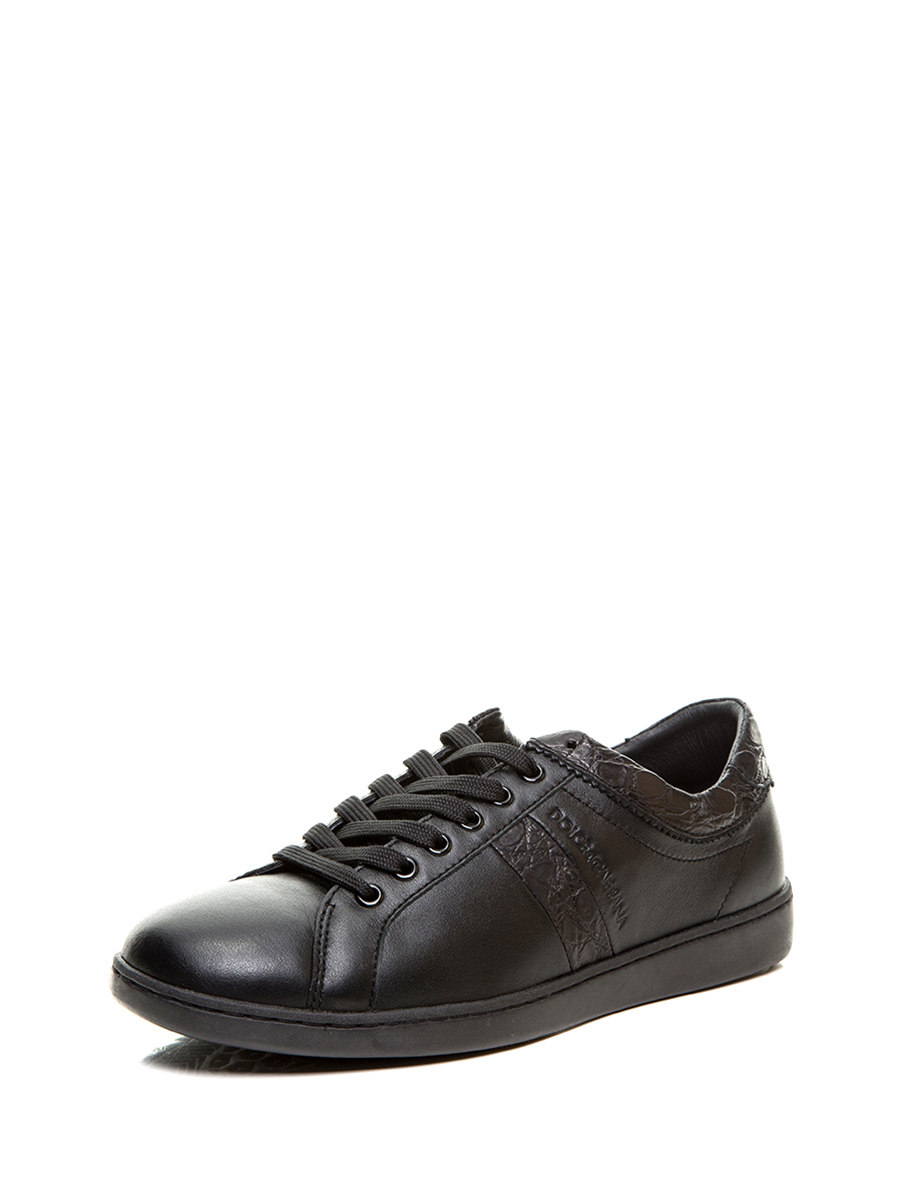 Dolce&Gabbana 黑色压纹拼接休闲鞋