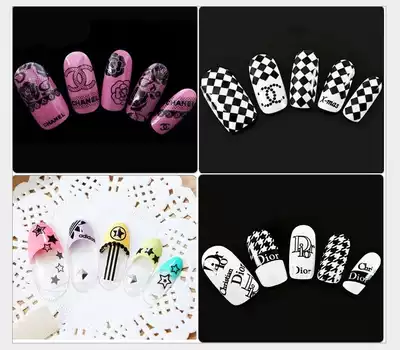 Nail art Watermark Applique Houndstooth English alphabet Harajuku light therapy nail polish supplies Sticker jewelry