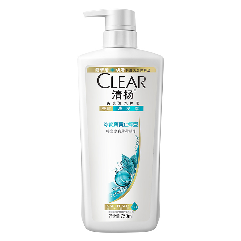 CLEAR/清扬 去屑洗发露冰爽薄荷止痒型750ml 去屑止痒洗发水