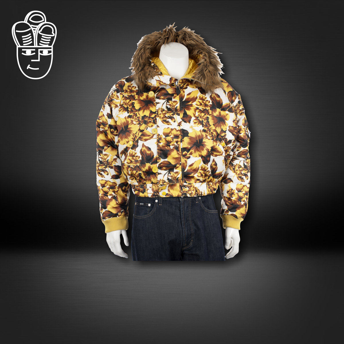 Adidas Jeremy Scott 三叶草 限量 黄金花瓣 男短款保暖 羽绒服