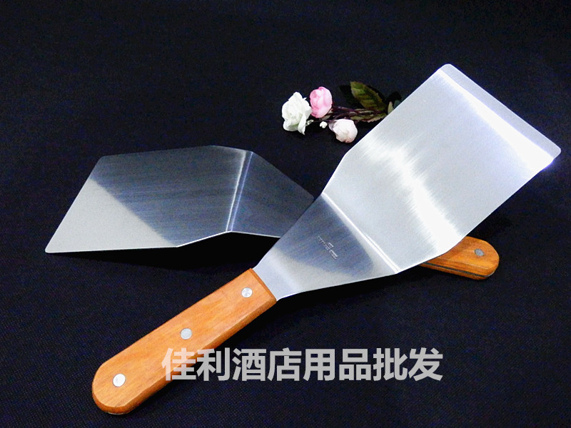 Thickened stainless steel shovel King-size pancake shovel Teppanyaki special hand pressure shovel Hand grab cake shovel Steak shovel Flat shovel
