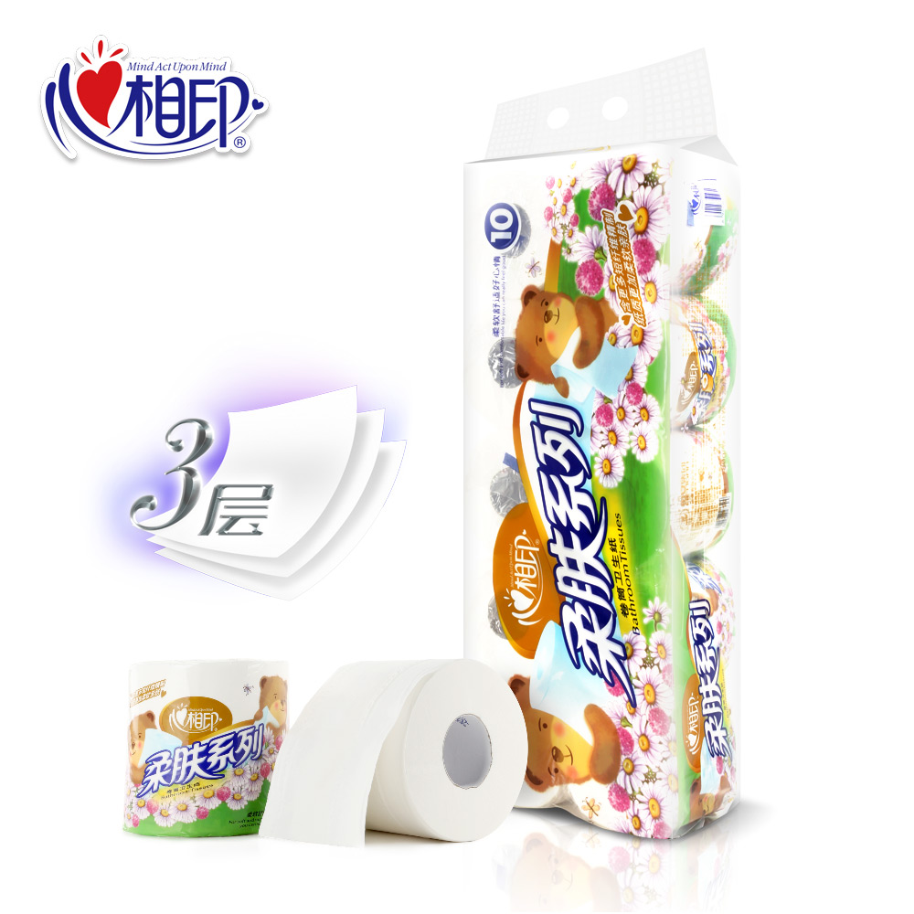 【天猫超市】心相印卷纸 柔肤系列婴儿童专用卫生纸巾 3层180g*10