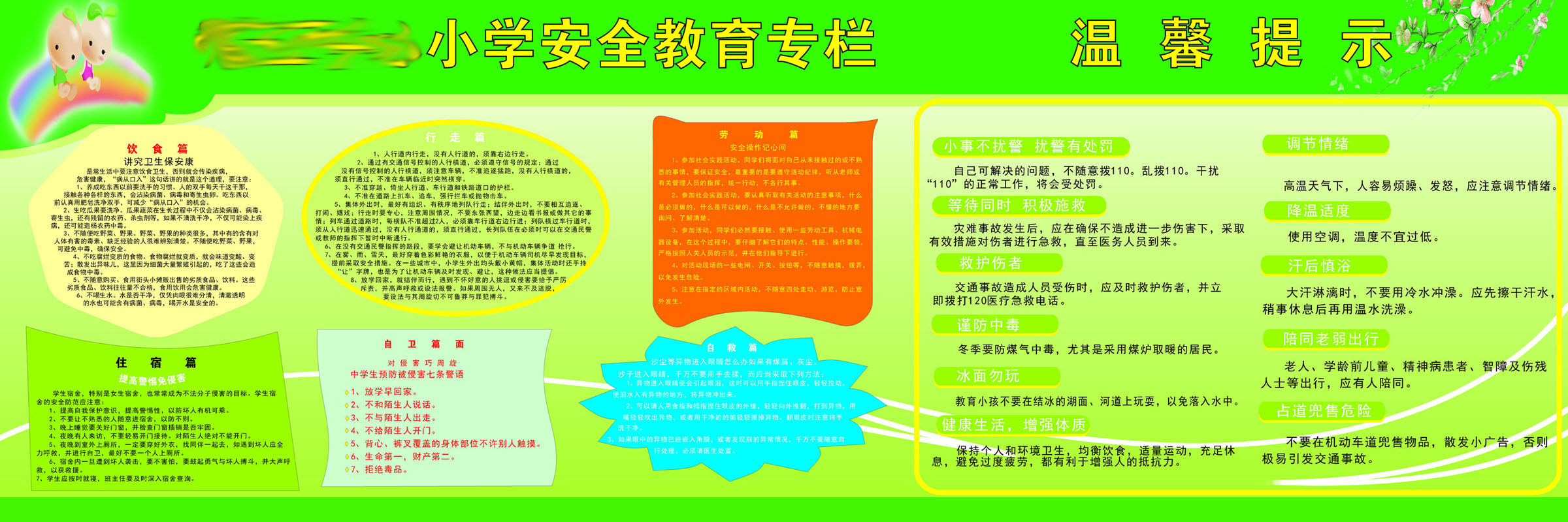 609办公装饰海报展板素材515小学校安全教育专栏温馨提示