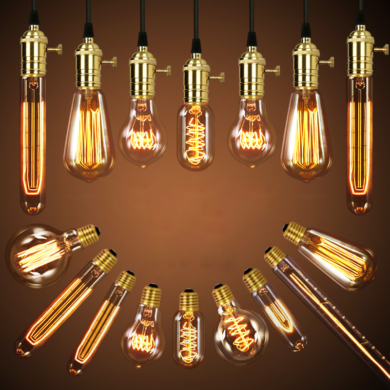 Retro light source E27 large spiral mouth tungsten filament incandescent bulb creative Edison pyrotechnic bulb