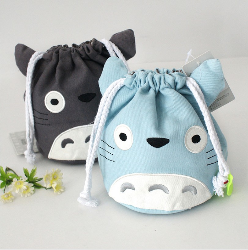 New Cartoon Canvas Stew Jacket Cute Dragon Cat Drawing Rope Debris Collection Na Bag Hands Carry Pull-out Bunch Pocket