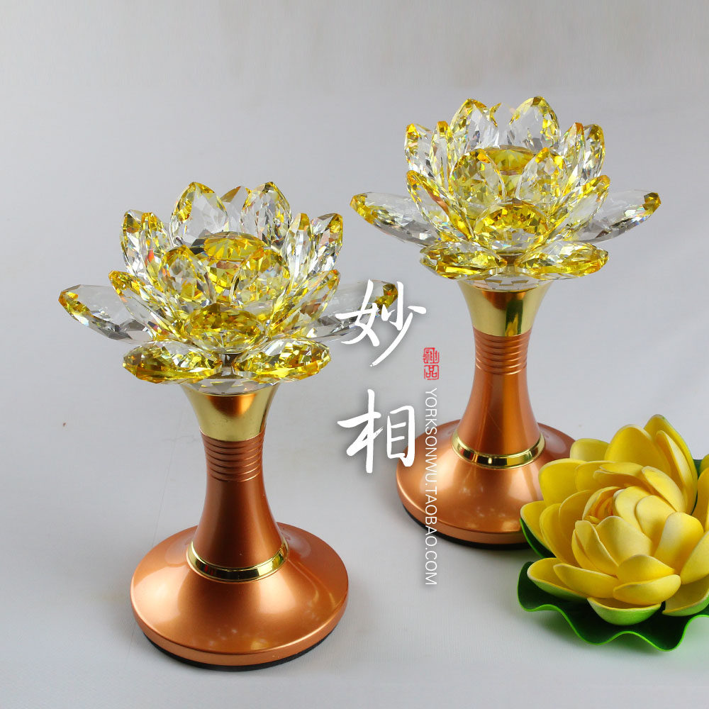 Miaoxiang Buddha Lamp for Buddha Lamp Austrian Crystal Taiwan Pure Copper Rose Gold LED Ruyi Crystal Lotus Lamp