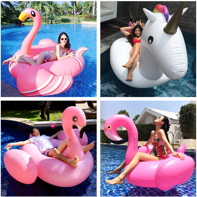 Flamingo bird swan unicorn water inflatable sitting floating bed floating bed floating adults Thickening Armpits Swimming Ring Toys