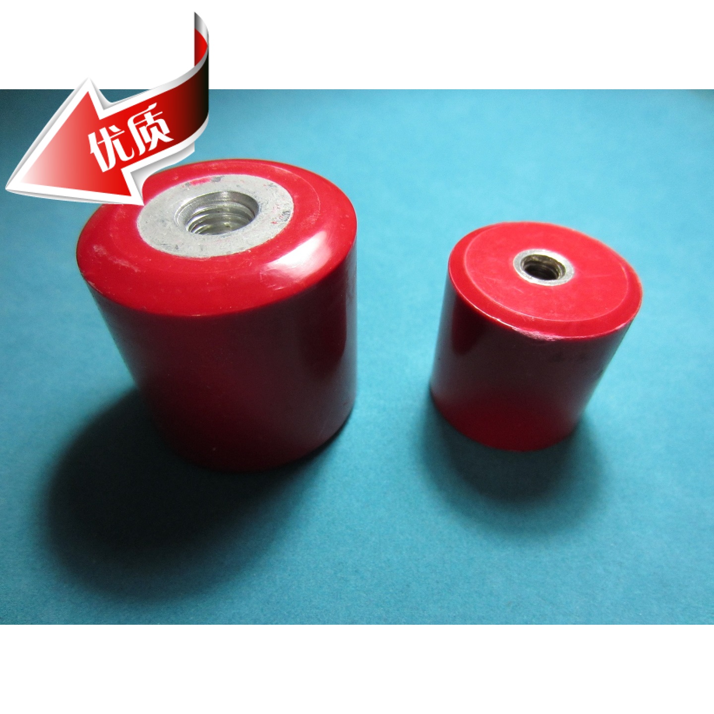 Round quality electrical distribution insulator cylindrical copper bar fixed seat both sides internal thread strong voltage red color