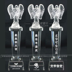 Crystal Trophy, Heart-Shaped Charity Angel, Creative Commemorative Gift for Charity and Progress, Angel Charity Trophy, Engraving