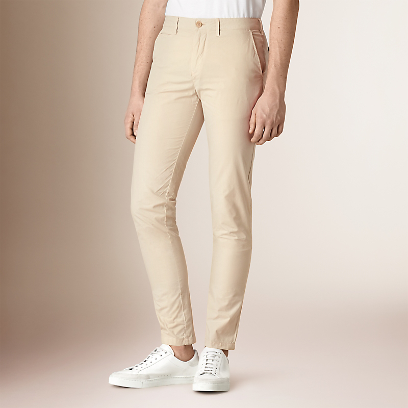BURBERRY/博柏利修身剪裁棉府绸卡其裤 40115971