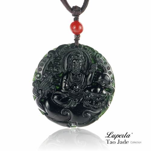 台湾官网直邮进口大东山珠宝 墨玉观音座虎玉坠