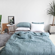 Tranquil Repair Enzyme Washed Natural Hanhemp Grey Blue Pure Hanhemp Pillowcase Bed Linen Quilt 4 pieces of cover