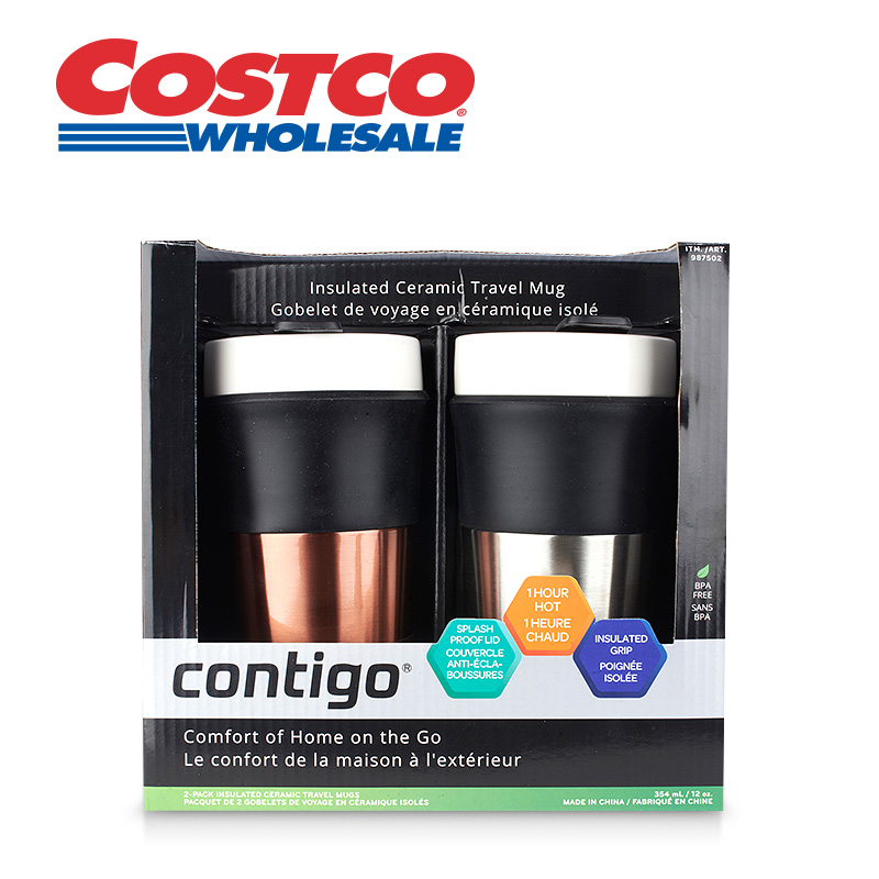 Contigo微保溫防滑不锈钢陶瓷杯2入 防滑 陶瓷内胆 随手杯 Costco