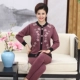 Áo nịt len ​​trung niên nữ nhiệt cỡ lớn dày cộng với đôi cotton nhung 襟 Bộ đồ Qiuyi Qiuku Jacquard mùa đông