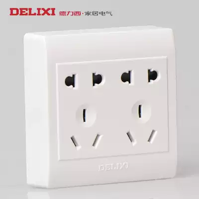Delixi ultra-thin clear box surface mounted ten-hole 10-hole two-position 5-hole five-hole two-three-eye power outlet switch panel