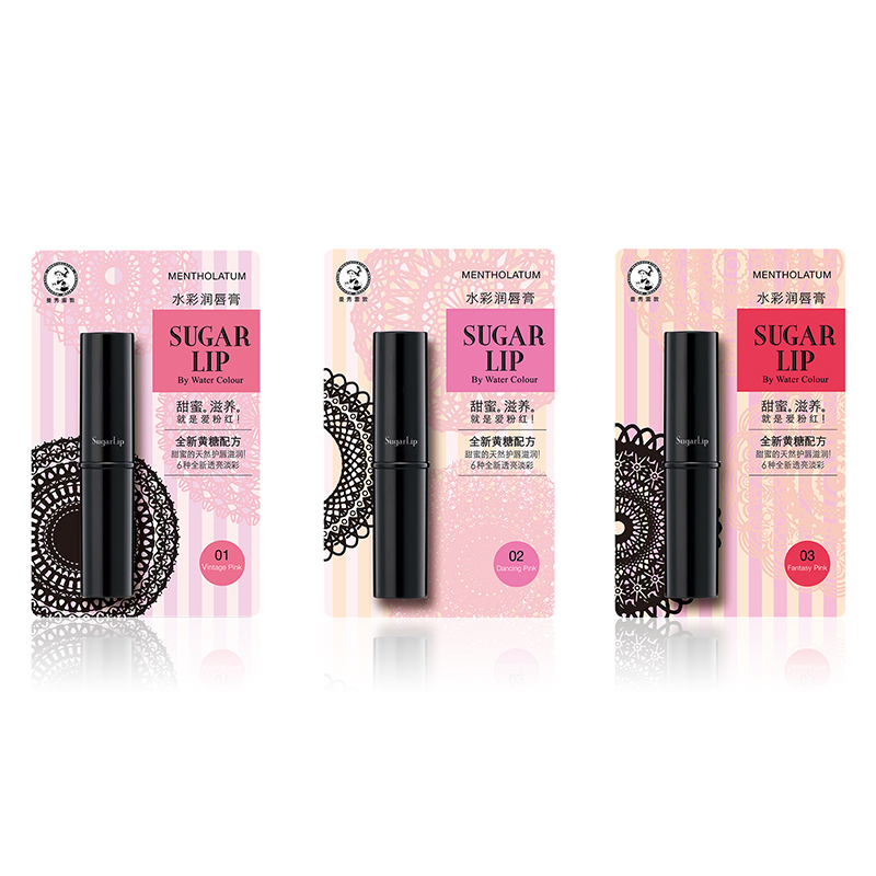包邮 曼秀雷敦水彩润唇膏3g 粉红主义唇彩保湿补水淡彩唇膏口红