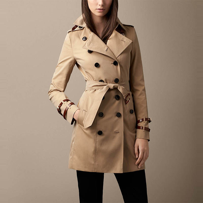 BURBERRY/博柏利皮革装饰嘎巴甸 Trench 风衣 39485031