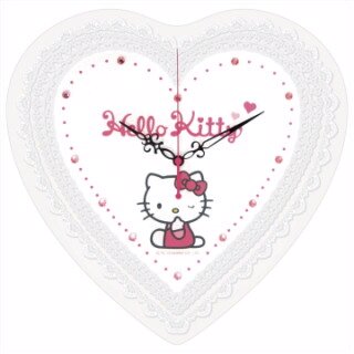 Hello Kitty loving glass bright drill sweeping seconds hanging clock - (white) -Taobao