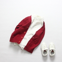 Day Series Spring Autumn children Mens and womens children Mens and womens pure cotton knit cardio-hoodie red sweater in autumn slim sweatshirt jacket