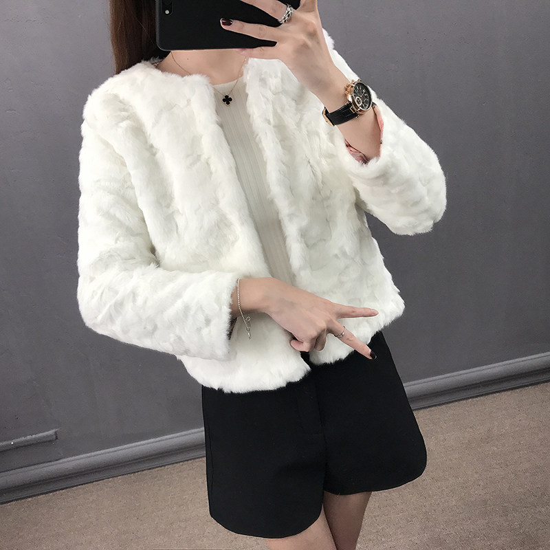 Jenny Felman giả 獭 lông thỏ nữ áo ngắn 2018 giả lông thú áo khoác nữ đoạn ngắn dài tay mùa đông giải phóng mặt bằng