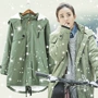 Cộng với nhung bông nữ dài phần mùa đông mới quân đội Hàn Quốc cừu xanh cashmere áo khoác cotton cỡ lớn áo phao đôi nam nữ
