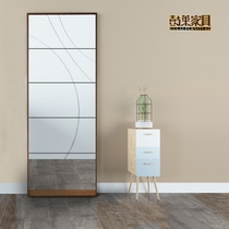 Gulai furniture thin high cabinet with mirror door mirror walnut color door dump shoe cabinet solid wood special price household