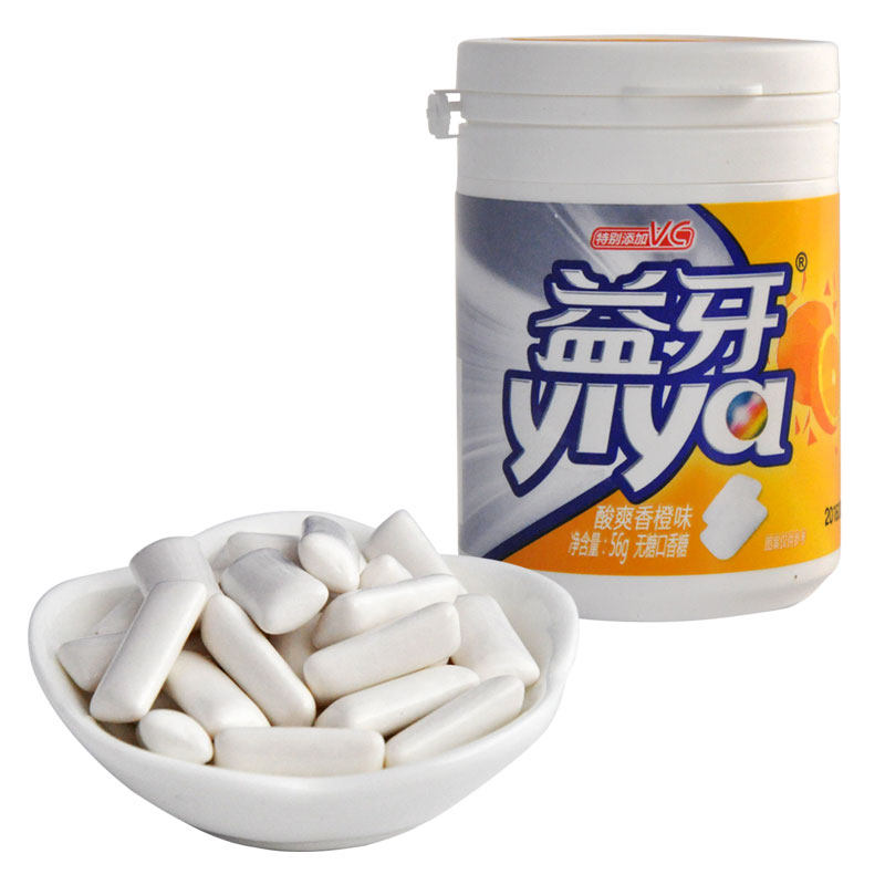 【天猫超市】雅客 益牙无糖口香糖香橙味56g清新口气糖果零食品