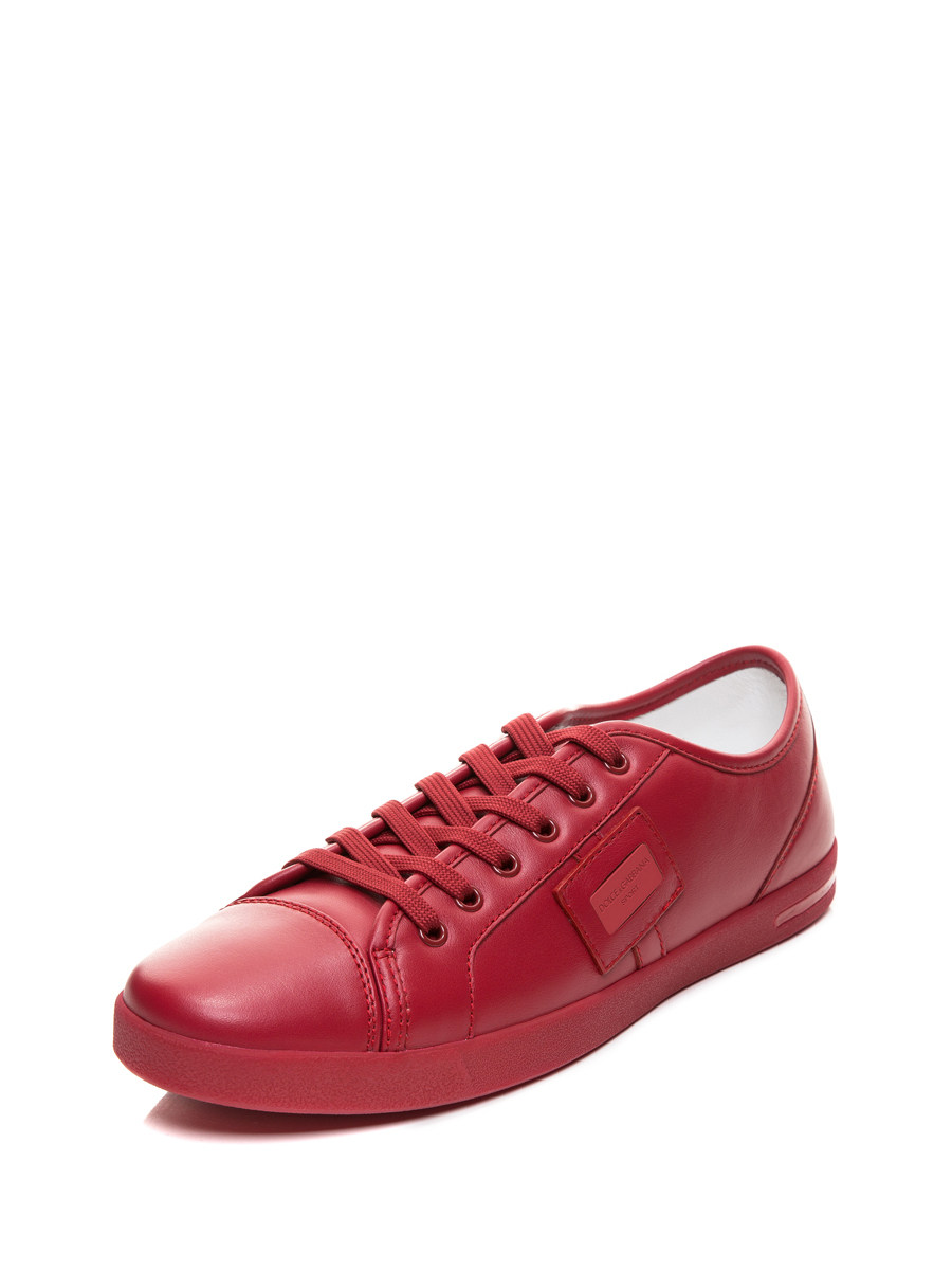 Dolce&Gabbana 西瓜红几何拼贴系带休闲鞋