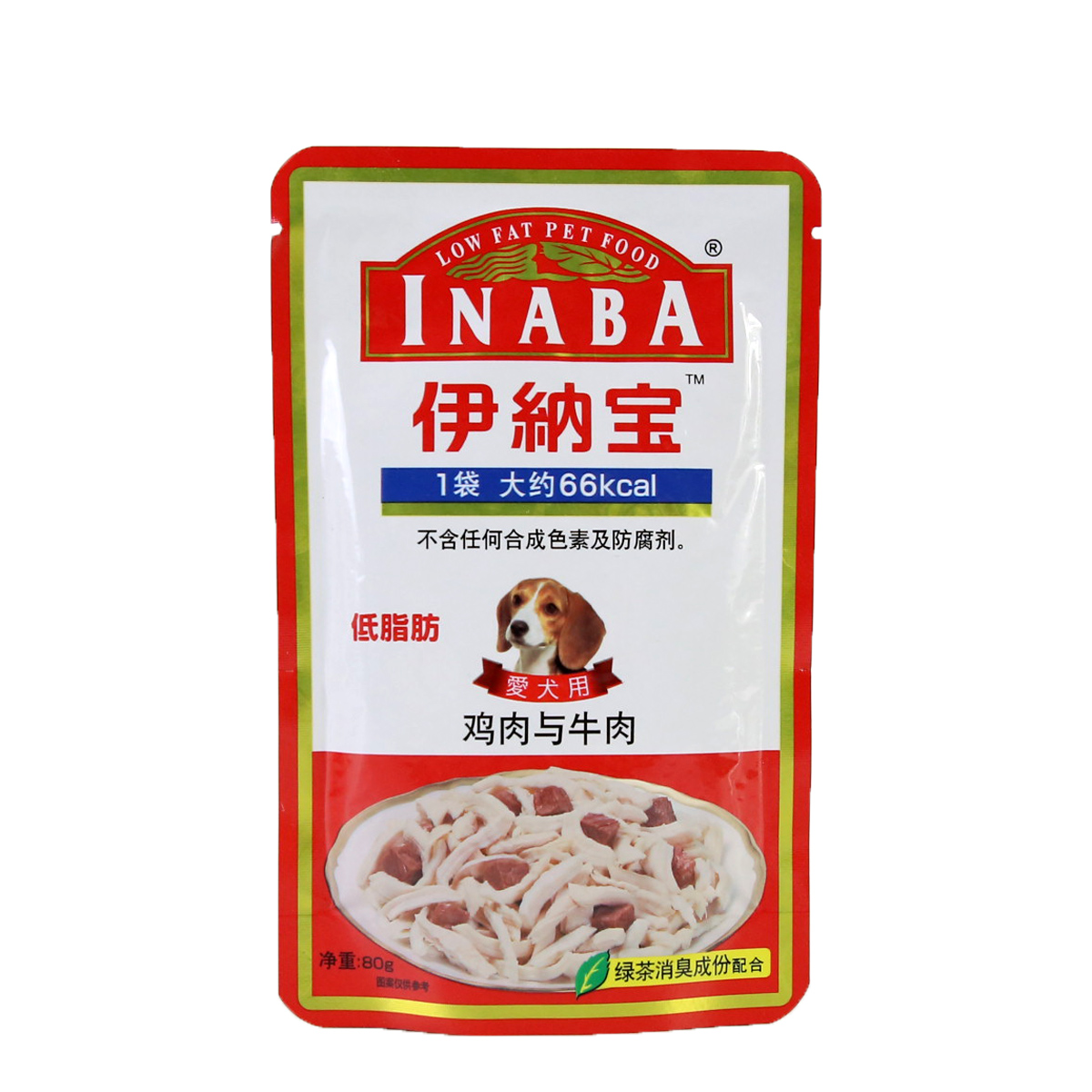 波奇网 宠物食品 狗零食伊纳宝犬用鲜封包低脂肪鸡肉牛肉湿粮80g