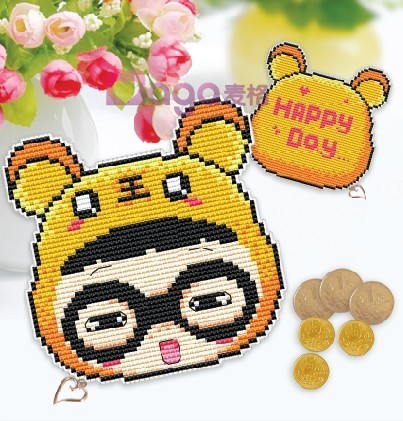 One piece (cross embroidered material bag) with zero wallet and small leather wallet L005 tiger tiger raw wee dishes