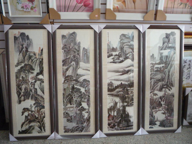 Nostalgic old-age painting collection Decorative old version of four screens Chinese painting landscape (set of four) Gao Wanjia painting
