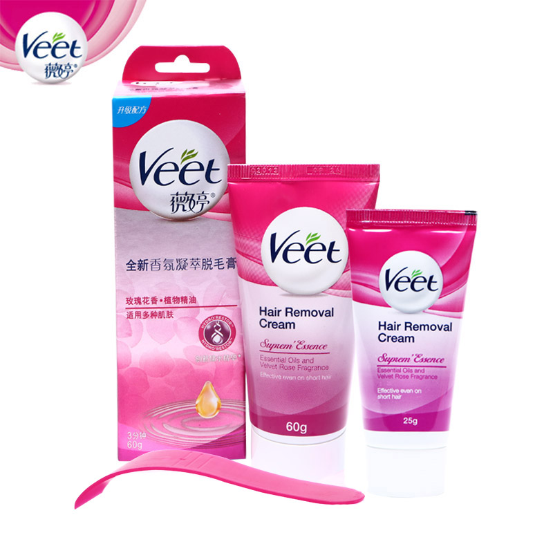 Veet/薇婷香氛凝萃脱毛膏（60+25）g旅行套装腋下全身去毛送刮勺