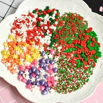 Christmas birthday cake decoration colored sugar beads cup cake pigment sugar green Christmas tree snowflake candy canes