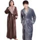 Áo choàng nam mùa đông dày và dài flannel vài chiếc áo choàng lông cừu san hô áo tắm kích thước lớn đồ ngủ lông ấm áp bộ đồ ngủ Night Robe