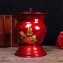 Wedding bride dowry Enamel spittoon Adult children high foot red spittoon toilet urinal Spittoon jar Sun bucket