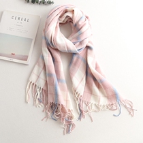 British classic plaid scarf female winter Korean version of Joker students long imitation cashmere shawl collar thick warm