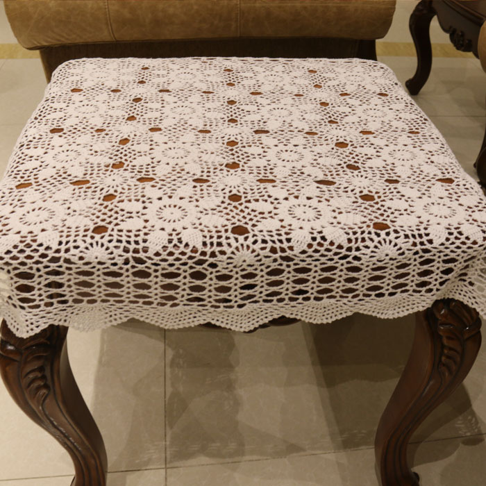 I love my home pure handmade crochet hook Flowers Cotton Lace Hollowed-out Woven Table Mat Tea Table Fridge Freezer