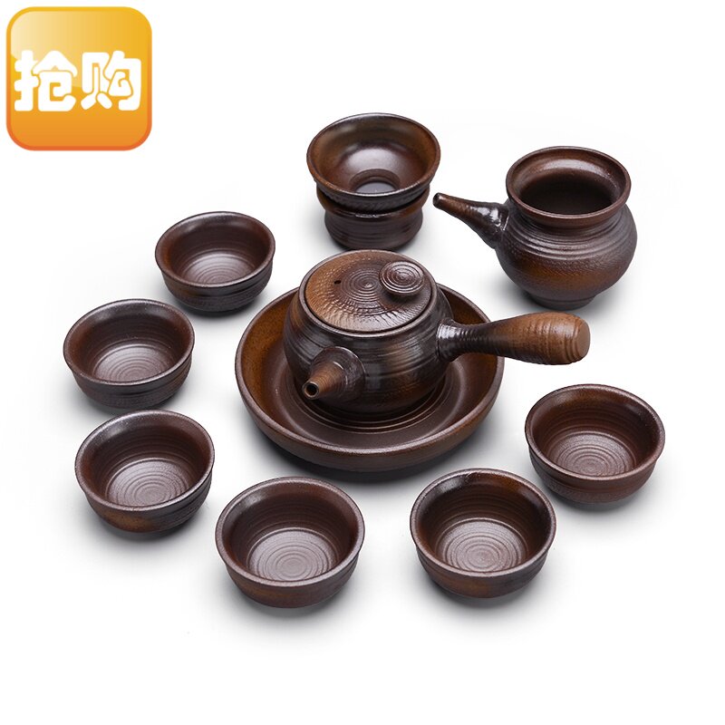 Wood-fired ceramic tea set, side pot, cup and pot, large bowl, kung fu tea ceremony accessories, dry bubble plate, direct sales