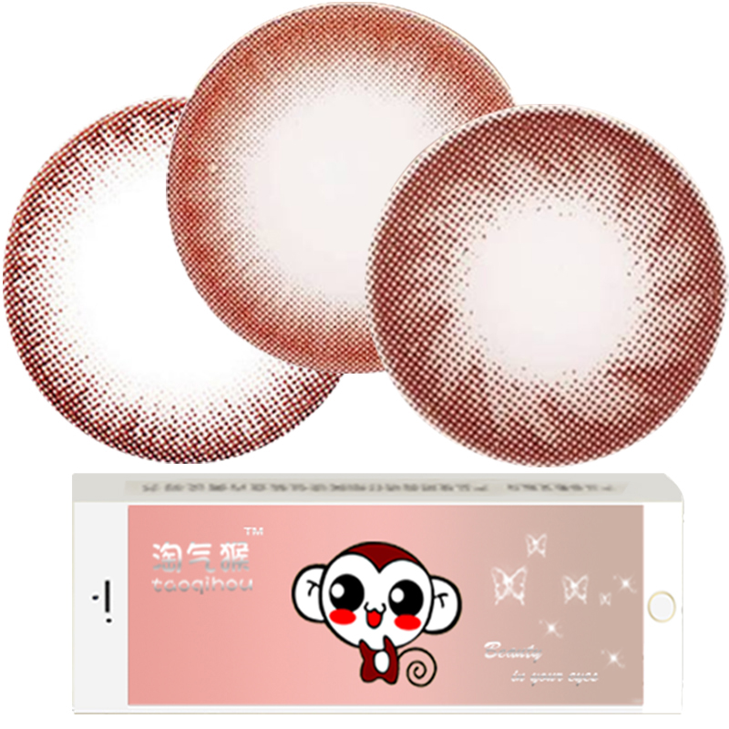 淘气猴小直径巧克力123代自然混血美瞳彩色隐形近视眼镜年抛 dy