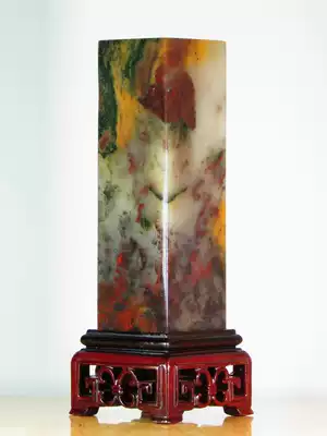 Natural Guilin chicken blood Jade jade carving seal colorful treasures picture seal Taoyuan Huaxi