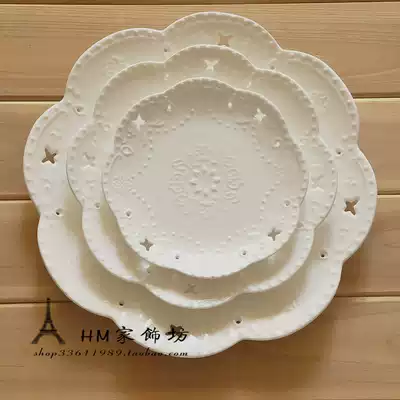 Hotel relief ceramic plate, snack plate, fruit plate, steak plate, cake plate, Western tableware, white plate