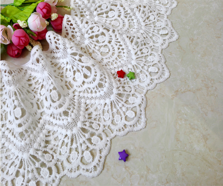 Decorative Lace Trim on Clothing, 17cm Wide, Water-Soluble Embroidery, DIY Clothing Decoration Accessories, White