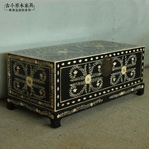 Southeast Asian style solid wood hand-painted box Thai coffee table camphor wooden box ancient and modern log TR040-2 Moroccan coffee table