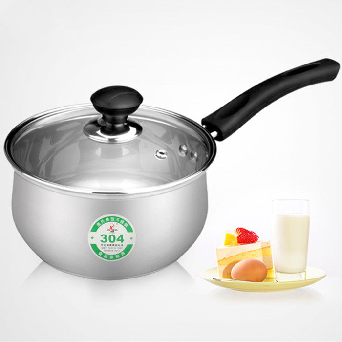 Create a small milk pan Stainless Steel Compound Bottom Thickened Hot Boiled Milk Pan 304 Stockpot Single Handle Small Pan