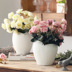 Bình gốm sọc trắng đơn giản Bình gốm trắng trang trí phòng khách bình hiện đại - Vase / Bồn hoa & Kệ chậu nhựa trồng lan Vase / Bồn hoa & Kệ