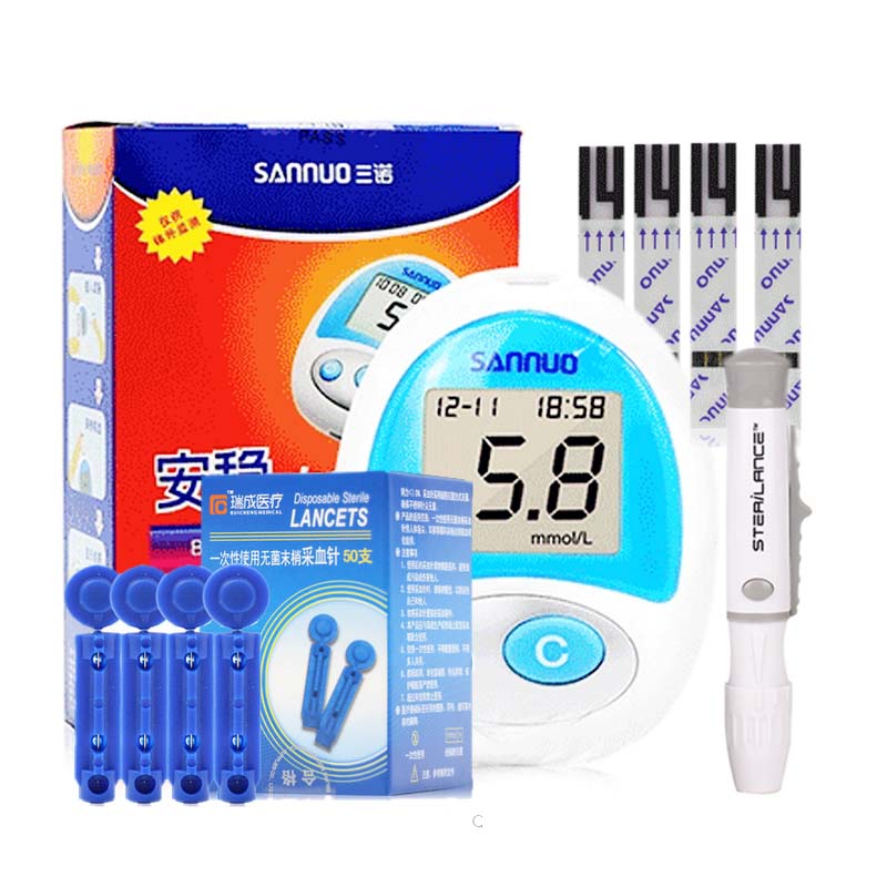 三诺安稳型血糖仪+50条桶装试纸血糖测试条家用独立测量仪143850
