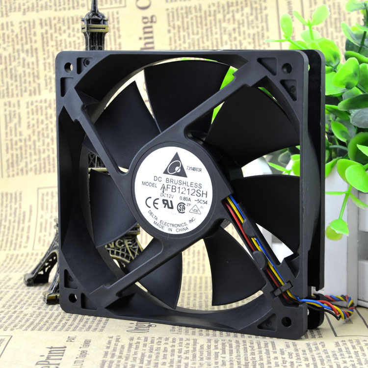 Delta 12025 12cm 12V0 80A Four-Wire PWM Automatic Speed Control Large Air Volume Fan AFB1212SH